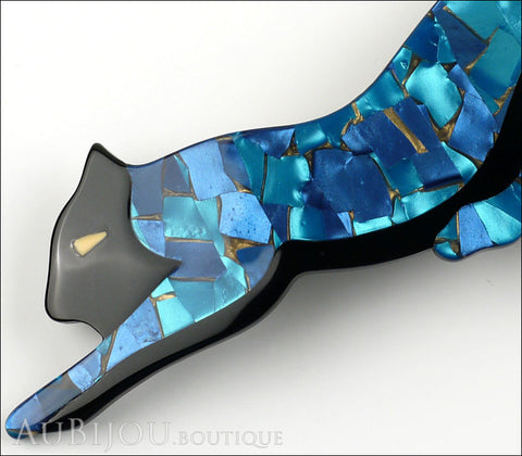 Lea Stein Panther Brooch Pin Blue Black Gallery