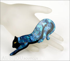 Lea Stein Panther Brooch Pin Blue Black Mannequin