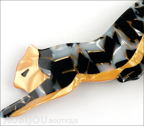 Lea Stein Panther Brooch Pin Granite Yellow Gallery