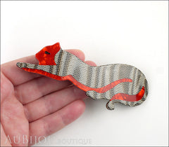 Lea Stein Panther Brooch Pin Grey Red Model
