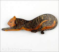 Lea Stein Panther Brooch Pin Tiger Caramel Front
