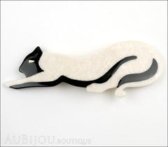 Lea Stein Panther Brooch Pin White Black Front