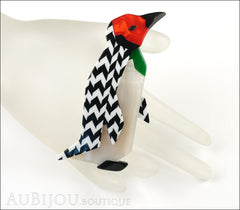 Lea Stein Penguin Brooch Pin Black White Chevron Red Mannequin