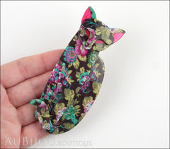 Lea Stein Quarrelsome Cat Brooch Pin Bright Floral Mannequin