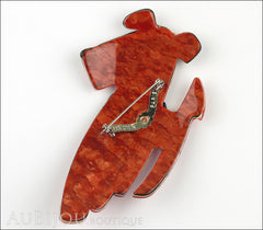 Lea Stein Ric The Airedale Terrier Dog Brooch Pin Red Black Dotted Collar Back