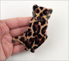 Lea Stein Sacha The Cat Brooch Pin Animal Print Caramel Model