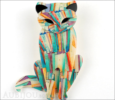 Lea Stein Sacha The Cat Brooch Pin Multicolor Abstract Black Gallery