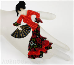 Lea Stein Seville Flamenco Dancer Brooch Pin Red Black Mannequin