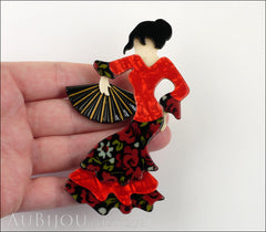 Lea Stein Seville Flamenco Dancer Brooch Pin Red Black Model