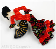 Lea Stein Seville Flamenco Dancer Brooch Pin Red Black Side