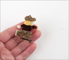 Lea Stein Skateboarder Girl Brooch Pin Marbled Horn Tortoise Yellow Model