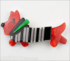 Lea Stein Socks Soknia Terrier Dog Brooch Pin Red Black White Green Front