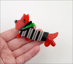 Lea Stein Socks Soknia Terrier Dog Brooch Pin Red Black White Green Model