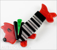 Lea Stein Socks Soknia Terrier Dog Brooch Pin Red Black White Green Side