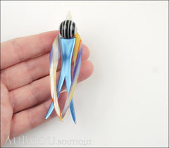 Lea Stein Swallow Brooch Pin Blue Multicolor Model