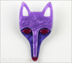 Lea Stein Tete Fox Head Brooch Pin Mosaic Violet Purple Front