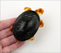 Lea Stein Turtle Brooch Pin Embossed Black Light Tortoise Model
