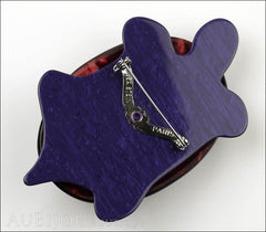 Lea Stein Turtle Brooch Pin Purple Grey Plaid Violet Back