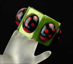 Marie-Christine Pavone Bracelet Ladybug Insect Green Black Galalith Paris France Mannequin Two