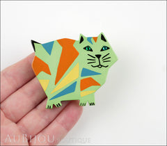 Marie-Christine Pavone Brooch Cat African Green Almond Galalith Limited Edition Model