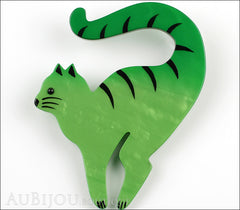 Marie-Christine Pavone Brooch Cat Cello Green Galalith Front