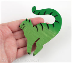 Marie-Christine Pavone Brooch Cat Cello Green Galalith Model