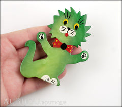 Marie-Christine Pavone Brooch Cat Clown Green Galalith Model