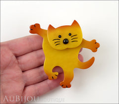 Marie-Christine Pavone Brooch Cat Dancing Yellow Galalith Model