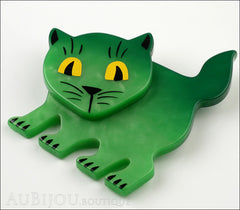 Marie-Christine Pavone Brooch Cat Flabbergasted Green Galalith Side
