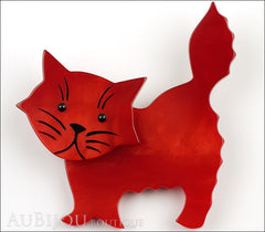 Marie-Christine Pavone Brooch Cat Fripon Red Galalith Front