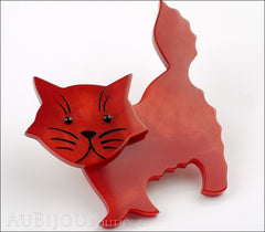 Marie-Christine Pavone Brooch Cat Fripon Red Galalith Side