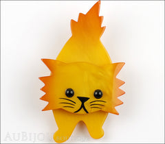 Marie-Christine Pavone Brooch Cat Roc Yellow Orange Galalith Front