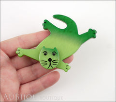 Marie-Christine Pavone Brooch Cat Serpolet Green Galalith Paris France Model