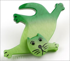 Marie-Christine Pavone Brooch Cat Serpolet Green Galalith Paris France Side