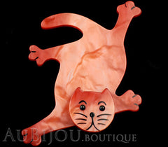 Marie-Christine Pavone Brooch Cat Serpolet Pearly Rose Galalith Paris France Black