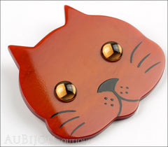 Marie-Christine Pavone Brooch Cat Tete Ginger Galalith Side