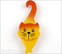 Marie-Christine Pavone Brooch Cat Tintin Yellow Orange Galalith Front