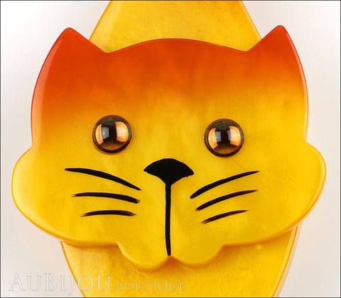 Marie-Christine Pavone Brooch Cat Tintin Yellow Orange Galalith Gallery