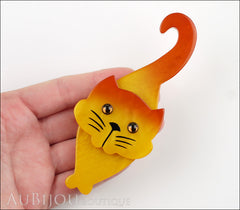Marie-Christine Pavone Brooch Cat Tintin Yellow Orange Galalith Model