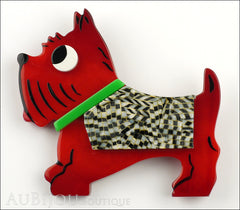 Marie-Christine Pavone Brooch Dog Jano Red Galalith Paris France Front
