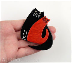 Marie-Christine Pavone Brooch Double Cat Black Red Galalith Paris France Model