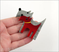 Marie-Christine Pavone Brooch Double Dog Grey Red Galalith Paris France Model