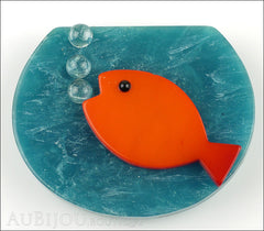 Marie-Christine Pavone Brooch Fish Bowl Orange Turquoise Galalith Front