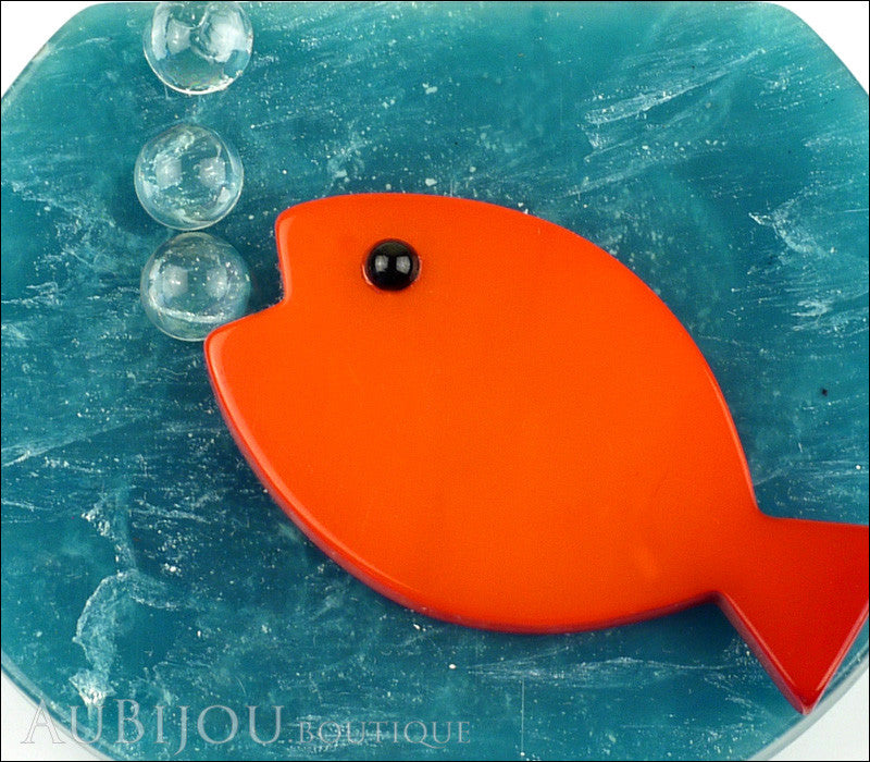 Marie-Christine Pavone Brooch Fish Bowl Orange Turquoise Galalith Gallery