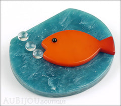 Marie-Christine Pavone Brooch Fish Bowl Orange Turquoise Galalith Side