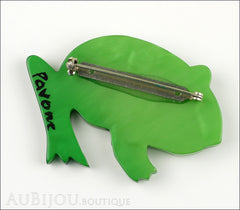 Marie-Christine Pavone Brooch Frog Green Galalith Back