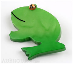Marie-Christine Pavone Brooch Frog Green Galalith Side