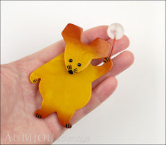 Marie-Christine Pavone Brooch Mouse With Balloon Yellow Galalith Paris France Model