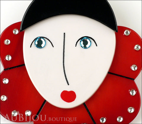 Marie-Christine Pavone Pin Brooch Pierrot Mime Red Collar Galalith Gallery