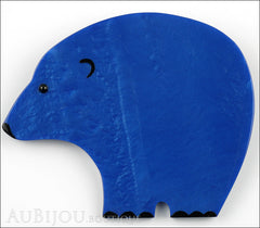 Marie-Christine Pavone Pin Brooch Polar Bear Cobalt Blue Galalith Front